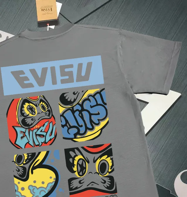 Evisu 2025New Arrival T ⚠ Quality⚠ Same Style T 。 ，Black S-XXL，White S-XXL，Gray M-XXL，Red S-XXL， Red M-XXL